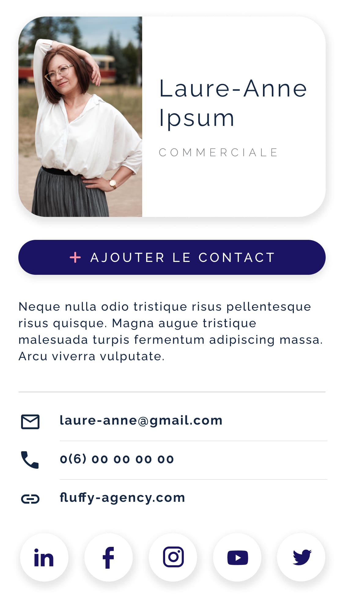 Interface de contact Laure-Anne Ipsum