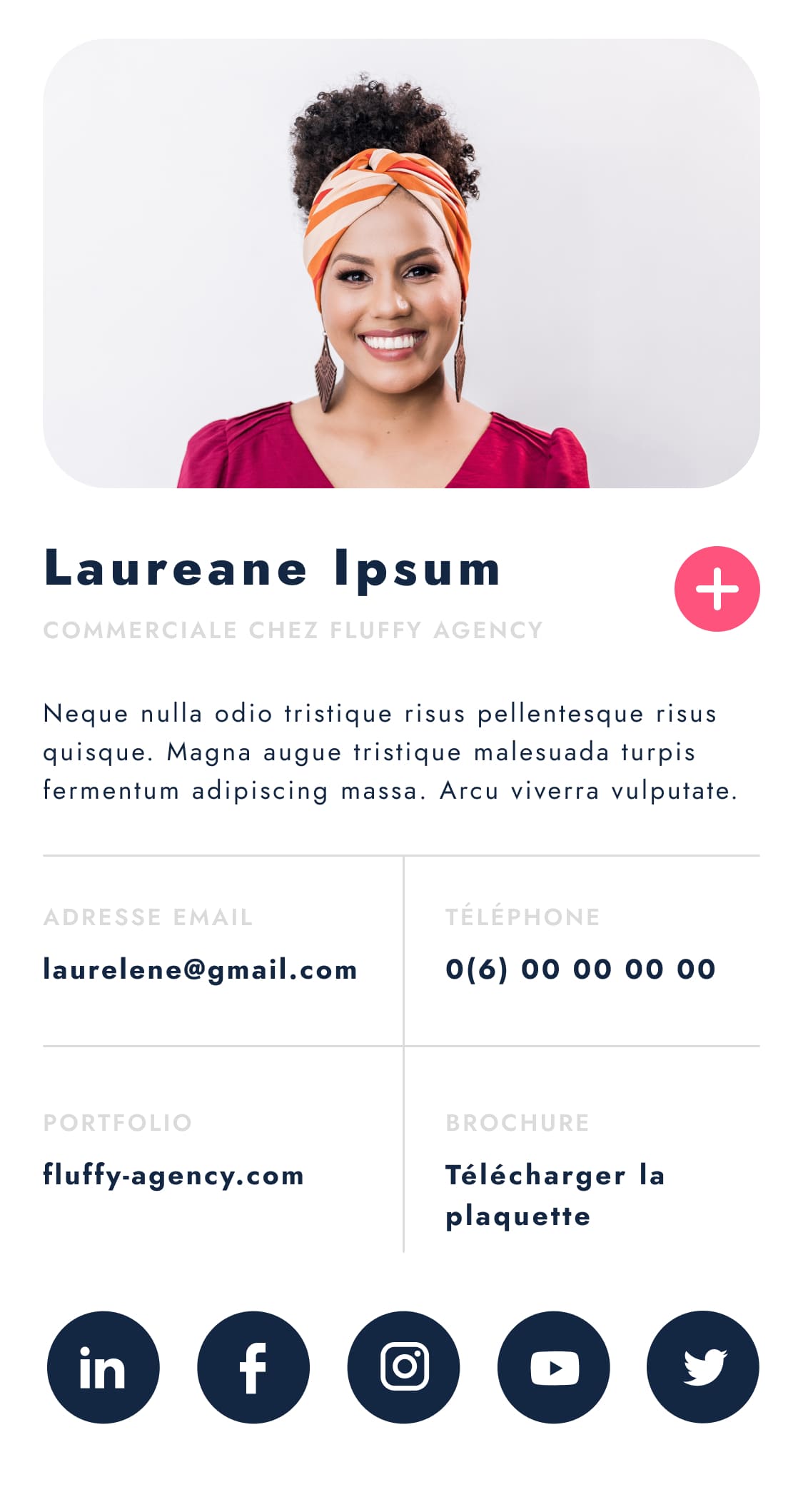 Interface de contact Laureane Ipsum