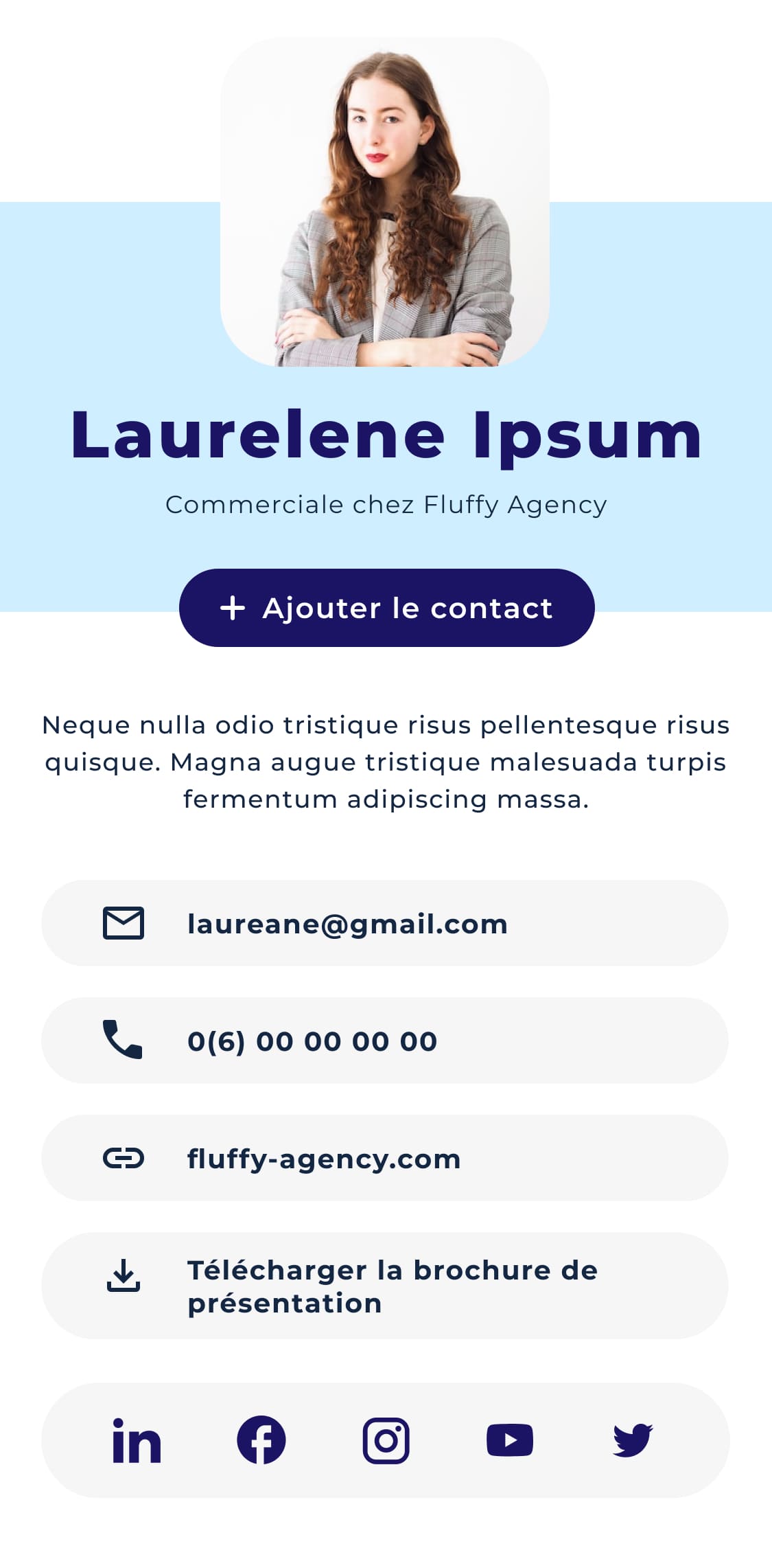 Interface de contact Laurelene Ipsum