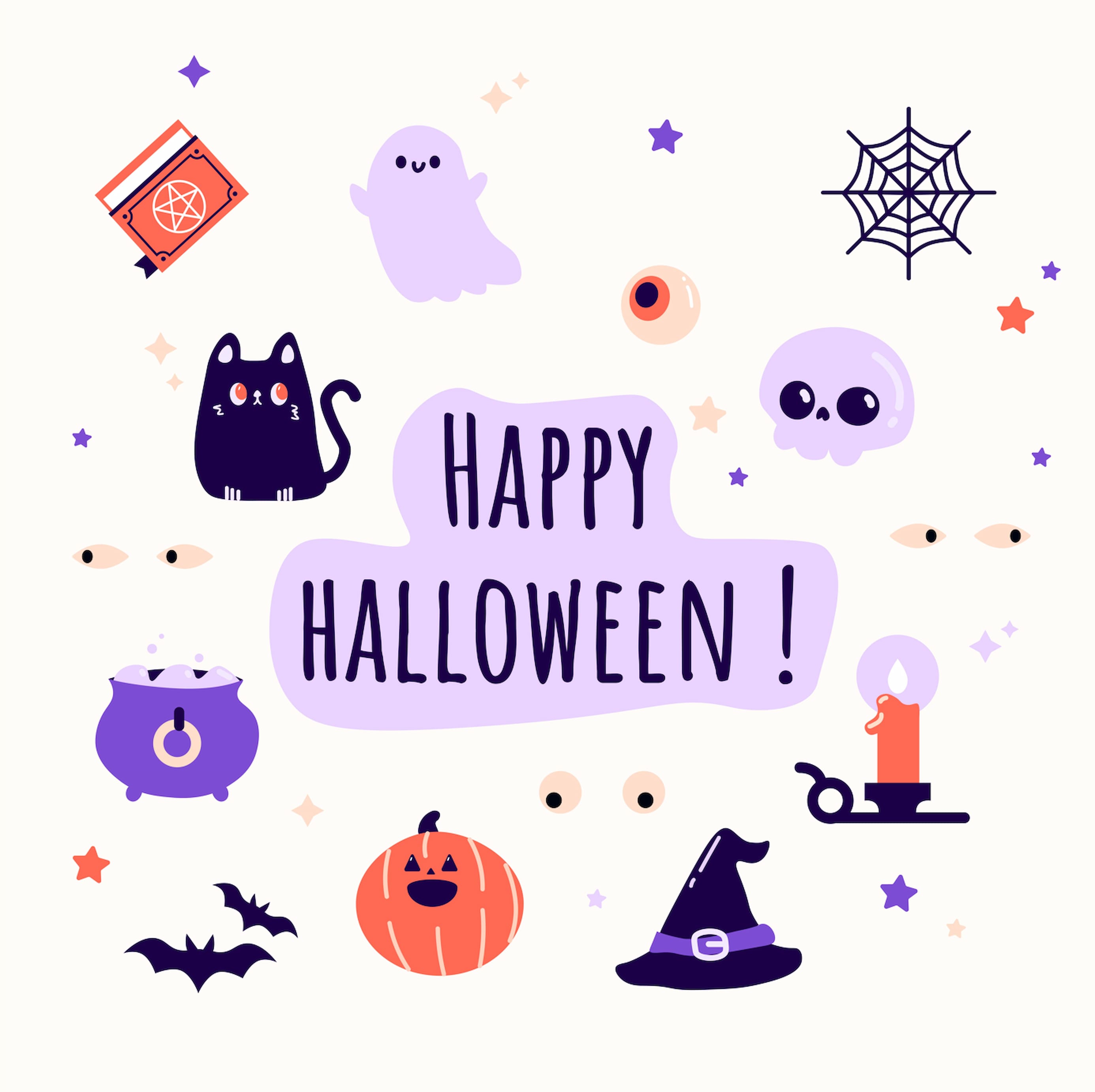 Une illustration vectorielle présentant des pictos d'Halloween