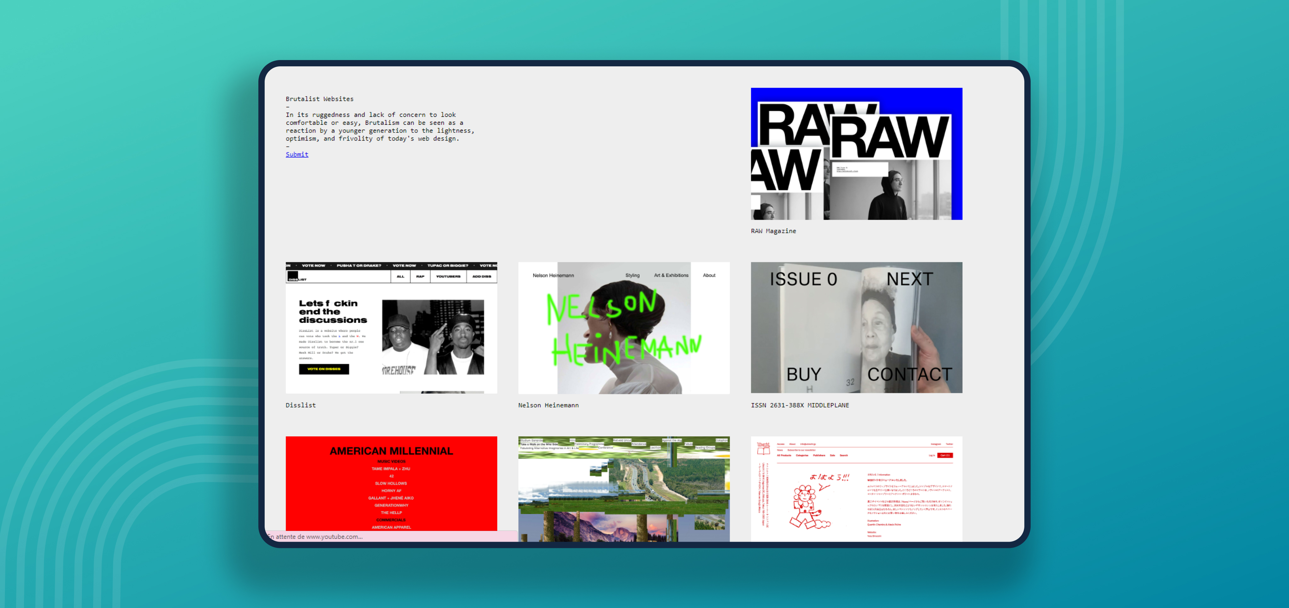 Le site d'inspiration en webdesign Brutalist websites