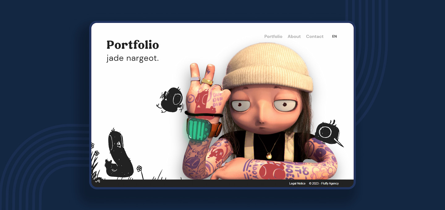 Le site web portfolio de Jade Nargeot, designer 3d