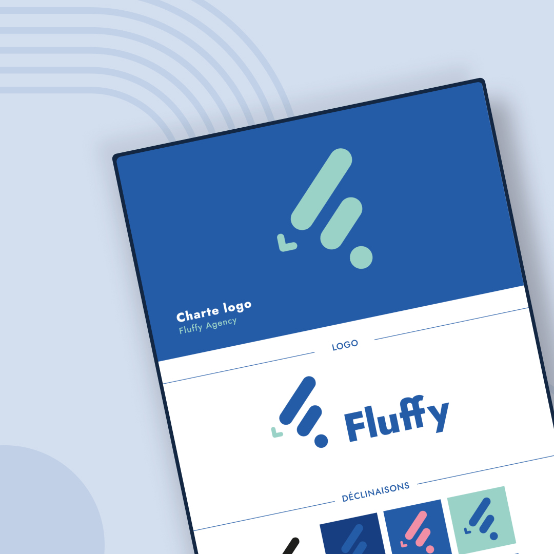 La charte graphique du logo Fluffy Agency
