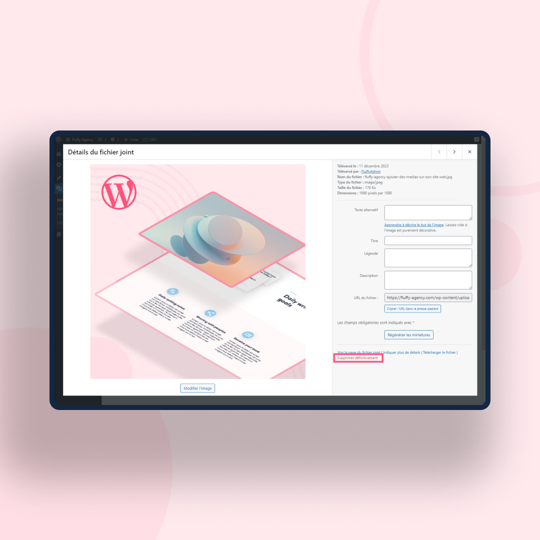 fluffy agency back office wordpress supprimer media