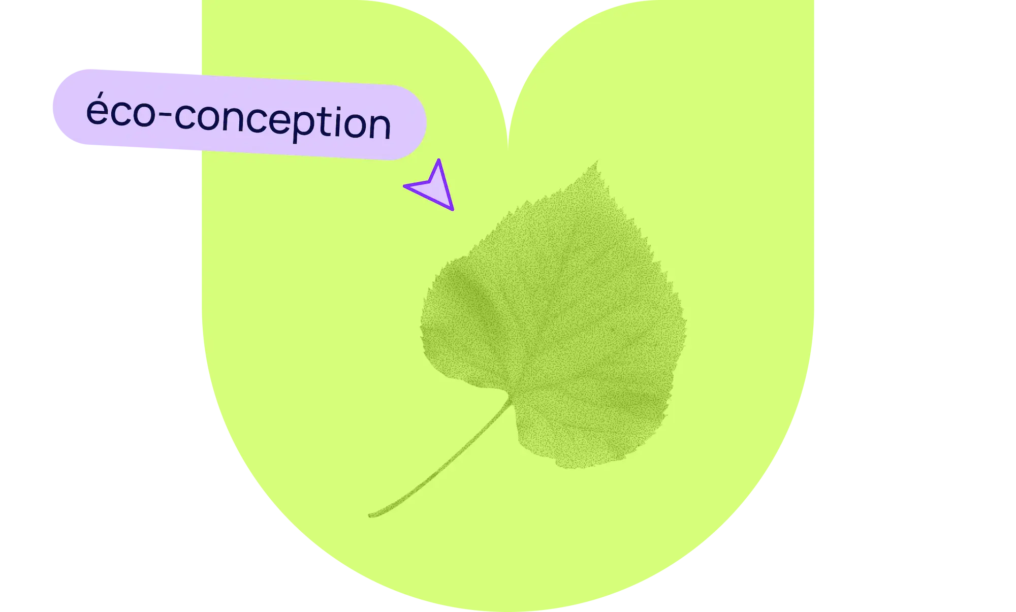 Feuille d'arbre en fond avec le texte "éco-conception"