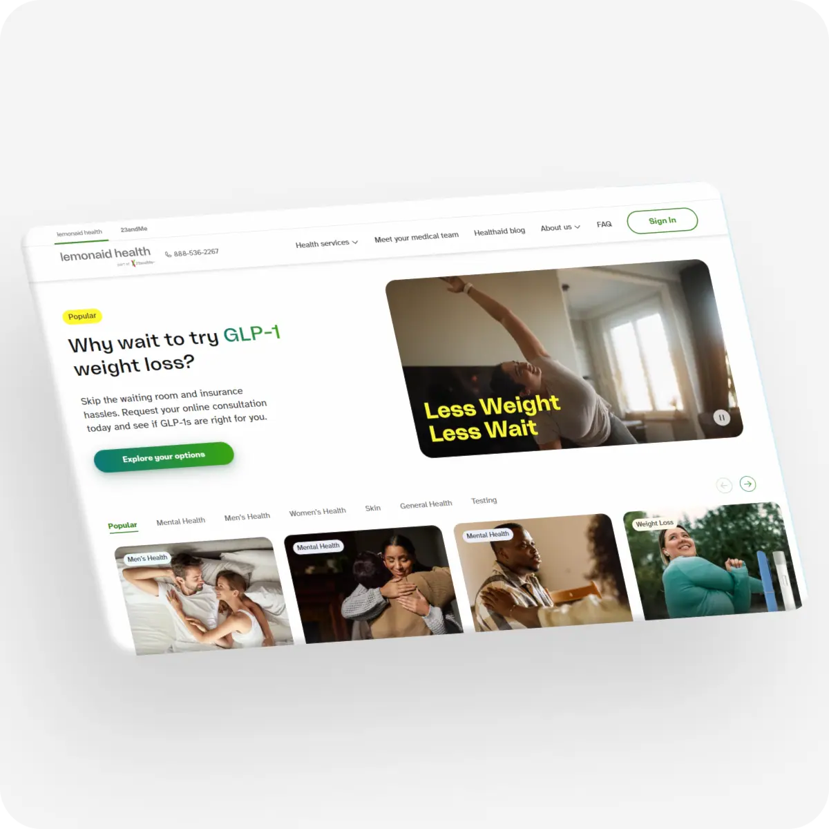 Capture d'écran du site de la pharmacie Lemonaid Health