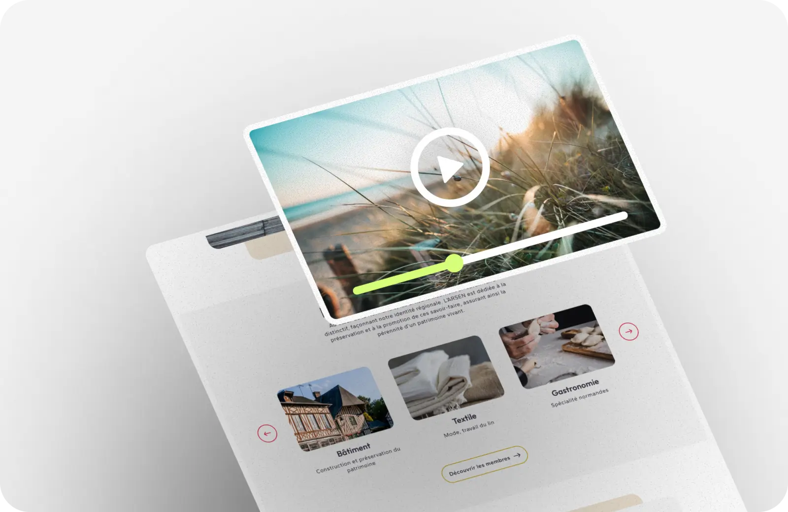 Présentation d'une image de vidéo superposée à une page de site web