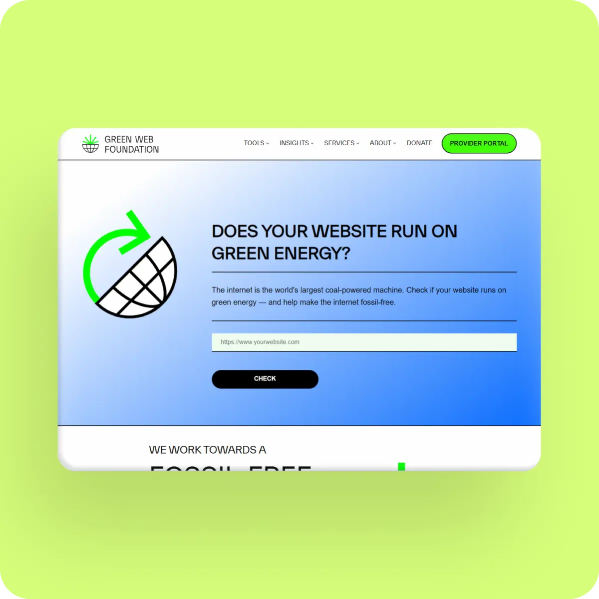 Capture d'écran du site Green Web Foundation