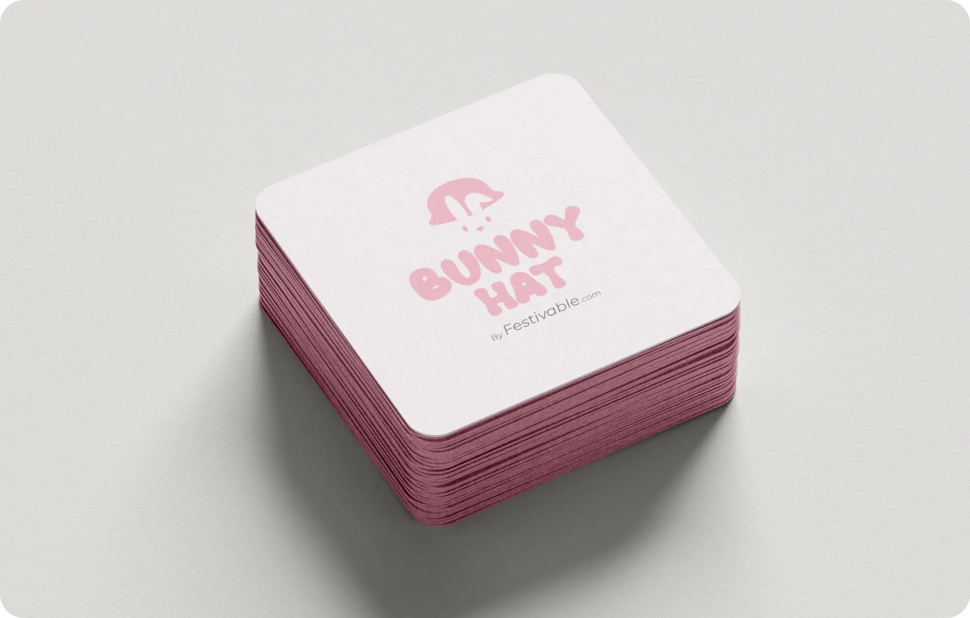 Pile de cartes de visites format carré de Bunny Hat