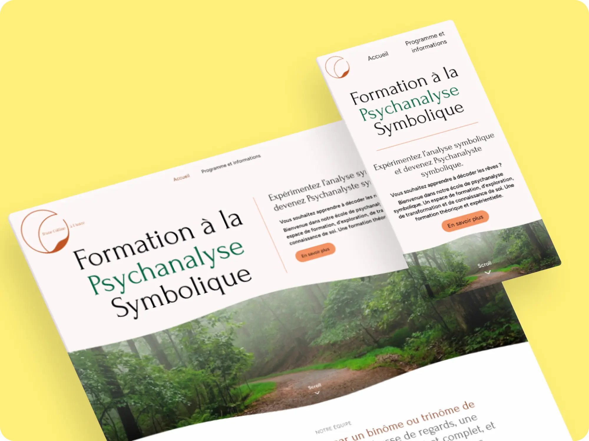 Page d'accueil du site d'une Colline à l'Autre version mobile et desktop.