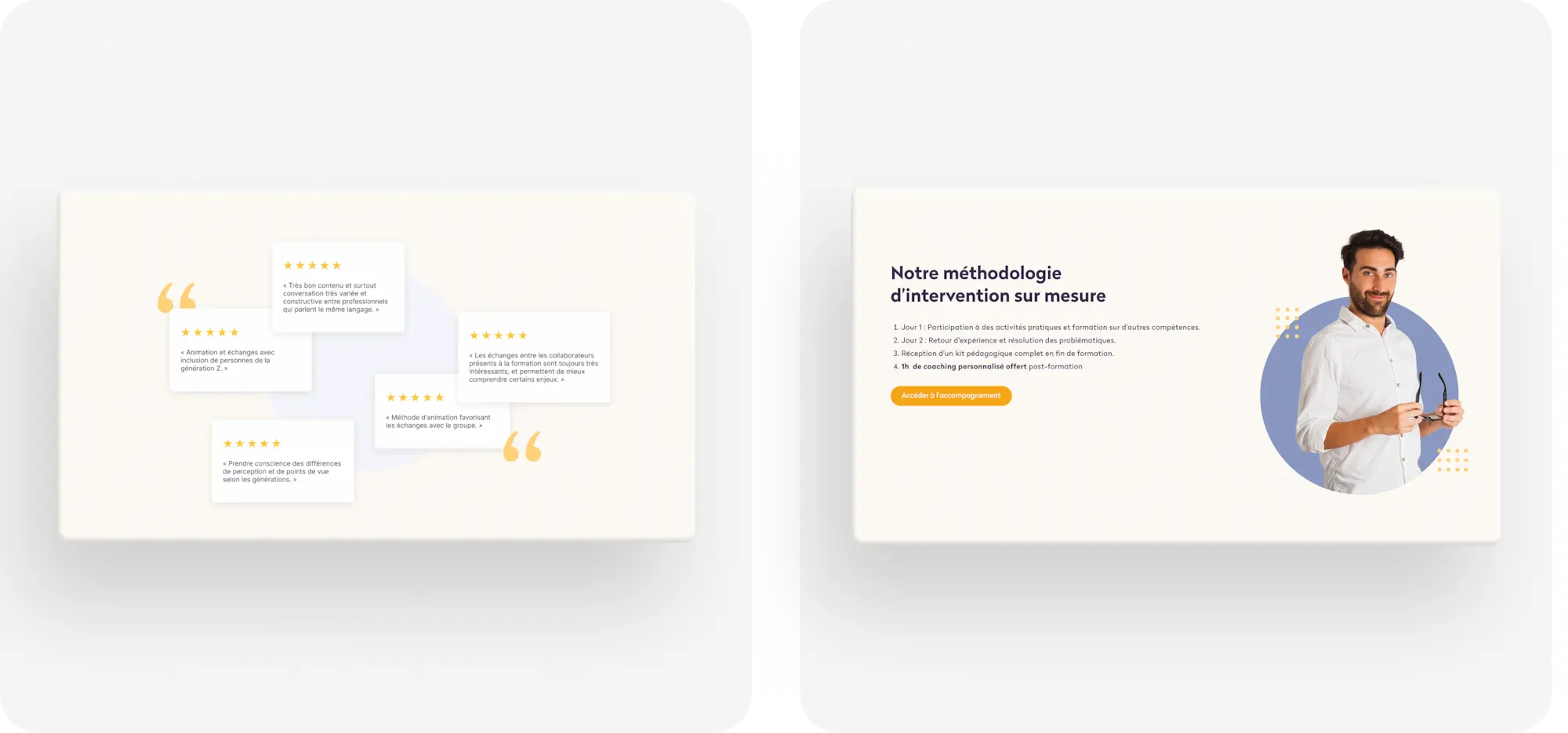 Deux présentation de webdesign pour Formasup Training : avis et méthodologie