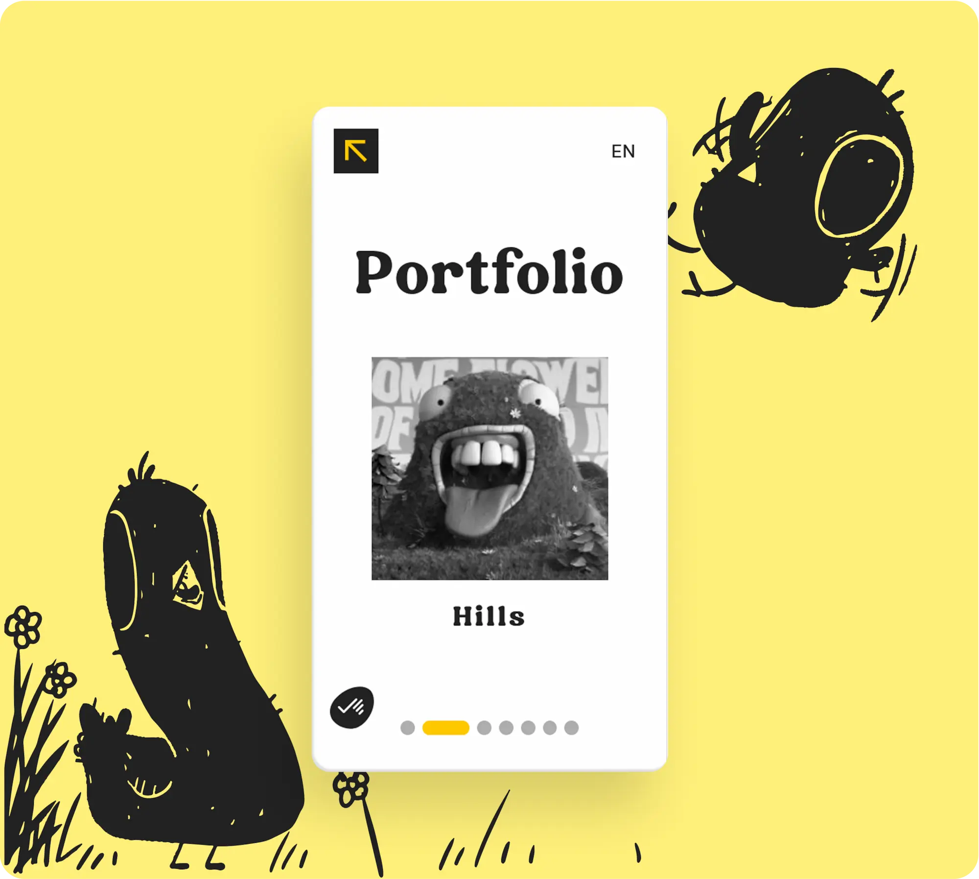 Portfolio avec navigation horizontale, vue mobile, du site web de Jade Nargeot