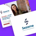 Deux pages du dossier de présentation de Sezame superposées