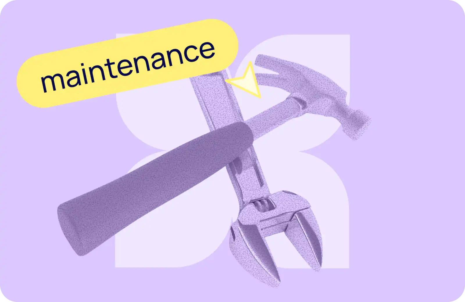 Deux outils : marteau et clé et avec le texte "maintenance"