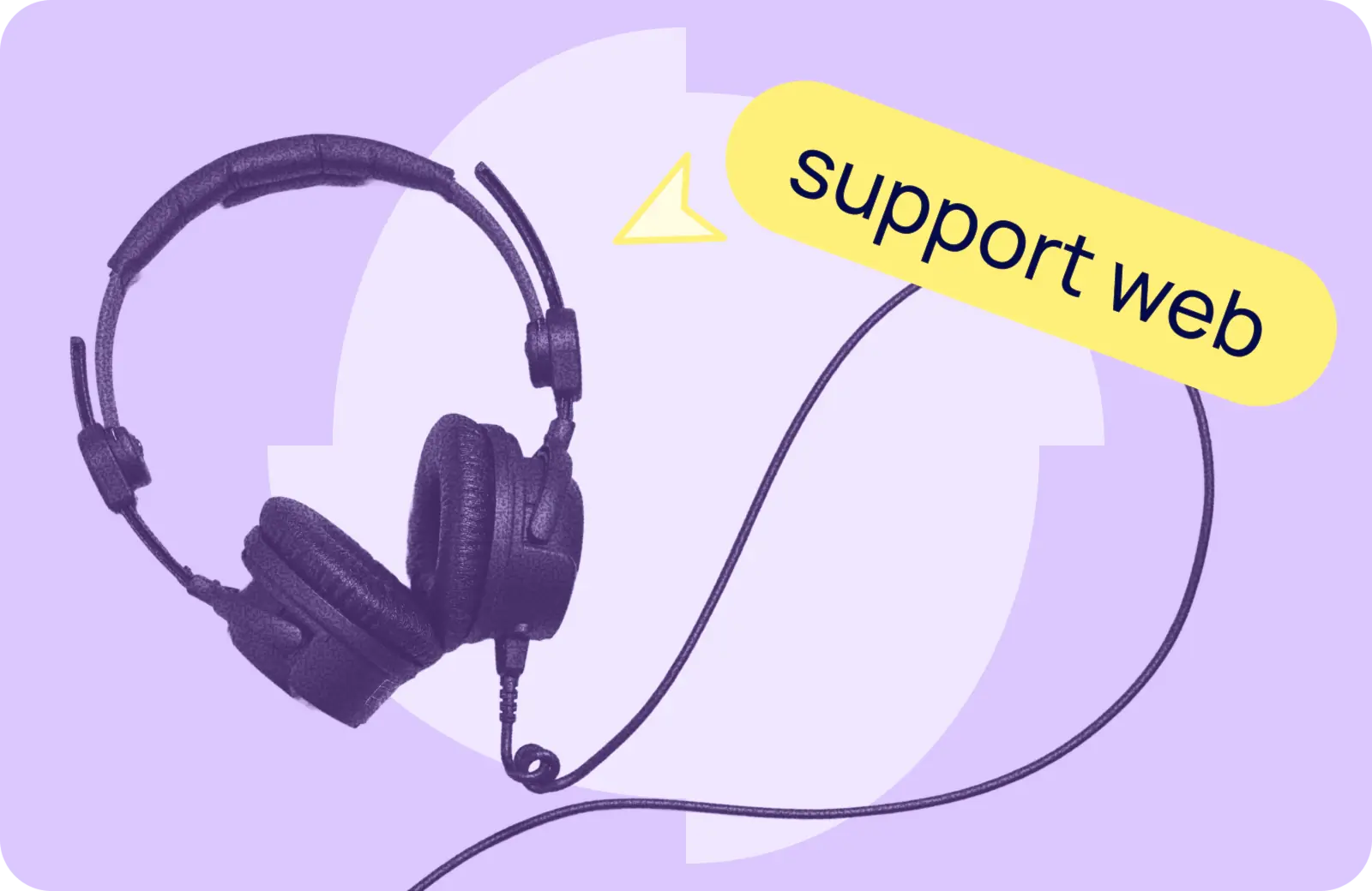 Photo d'un casque audio avec le texte "support web"