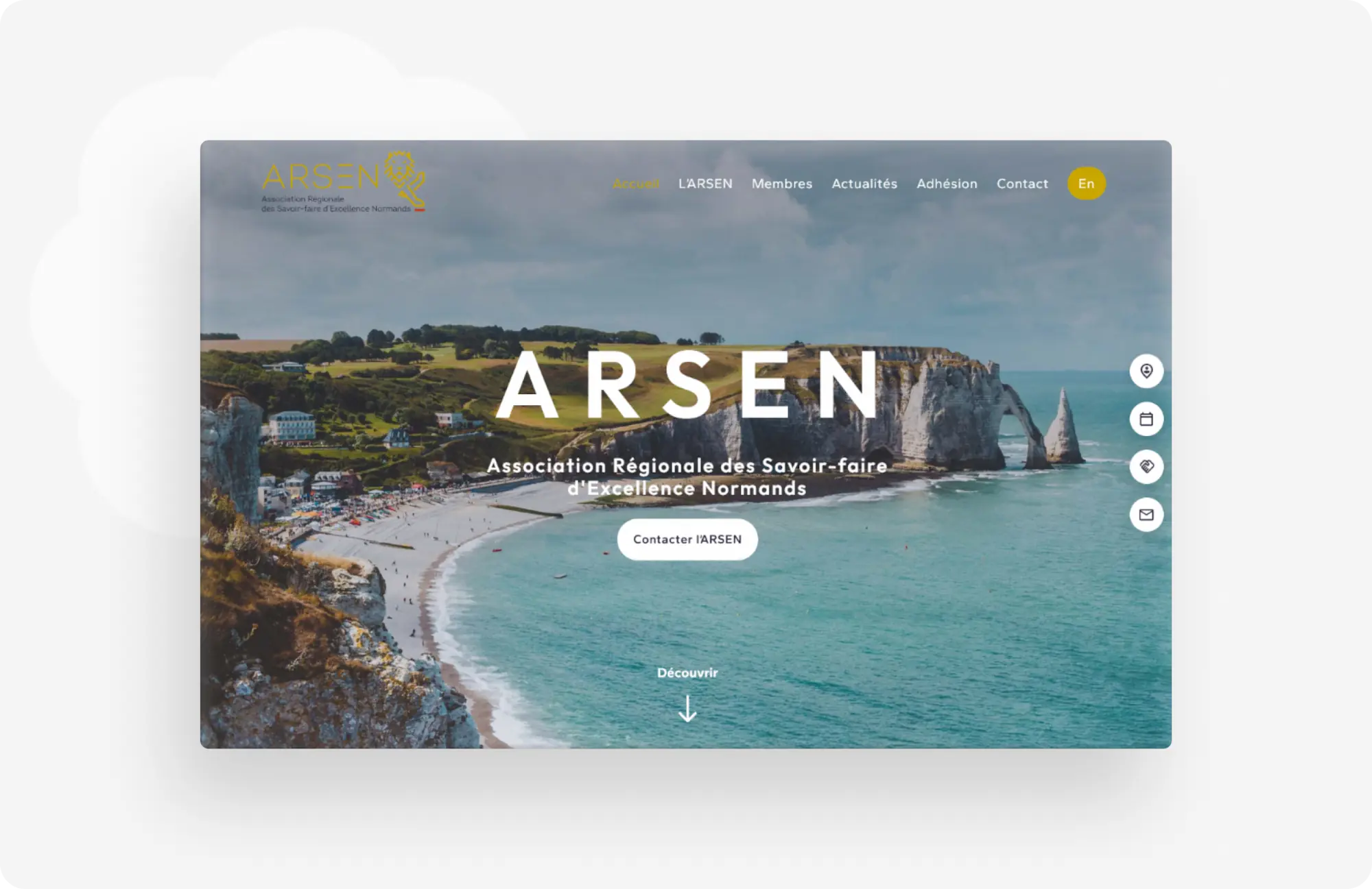 Capture d'écran de la page d'accueil du site de l'ARSEN