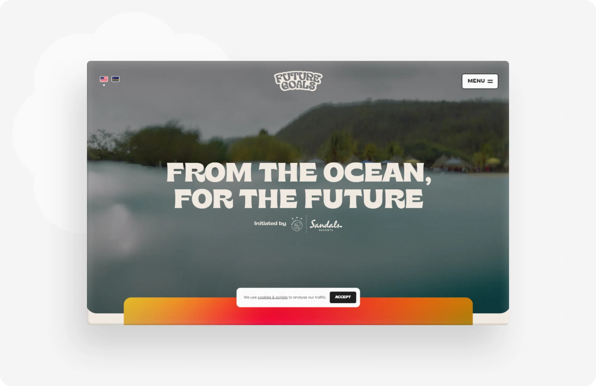 Capture d'écran de la page d'accueil du site de Futur Goals