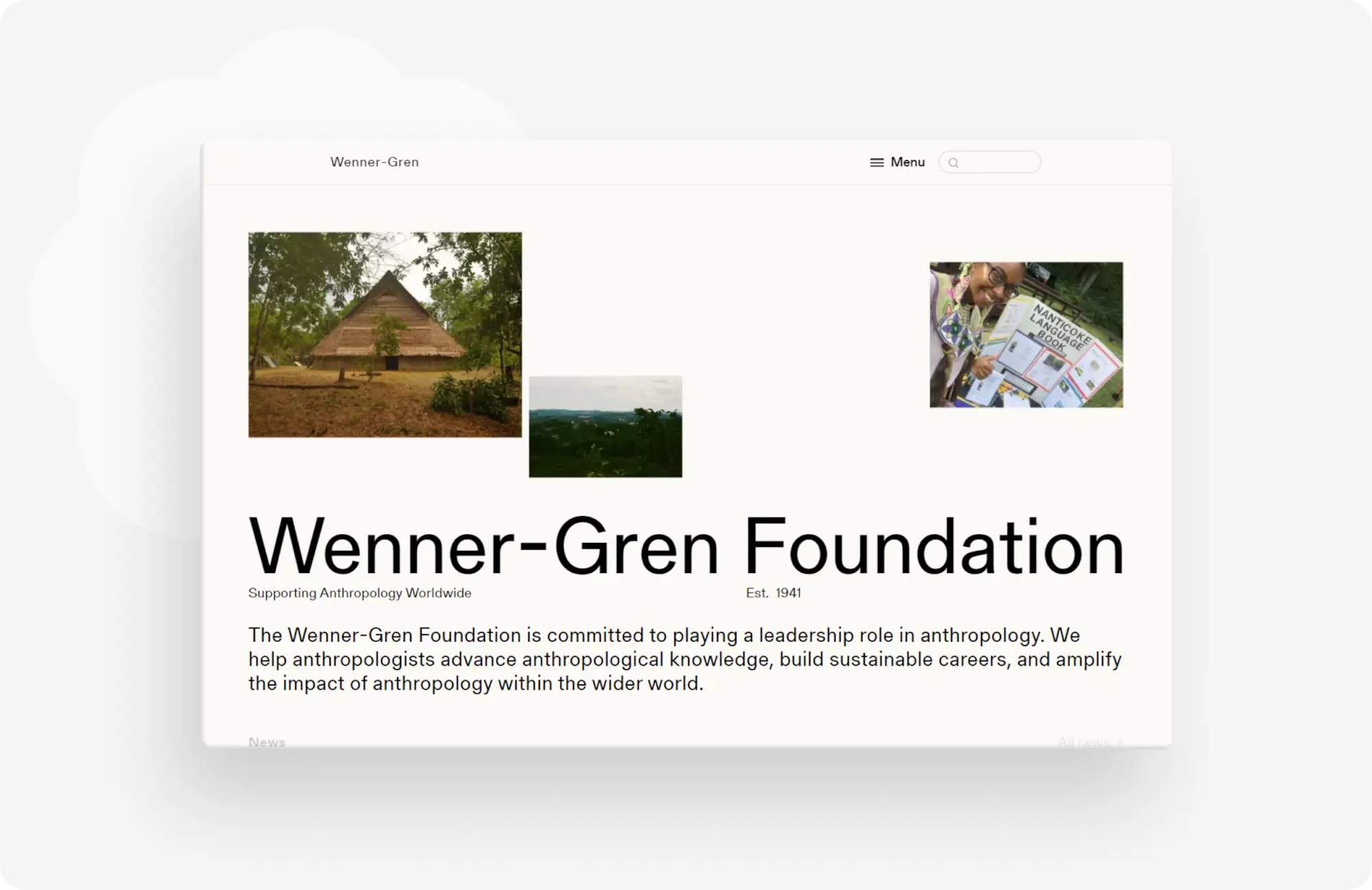 Capture d'écran de la page d'accueil du site de Wenner-Gren Foundation