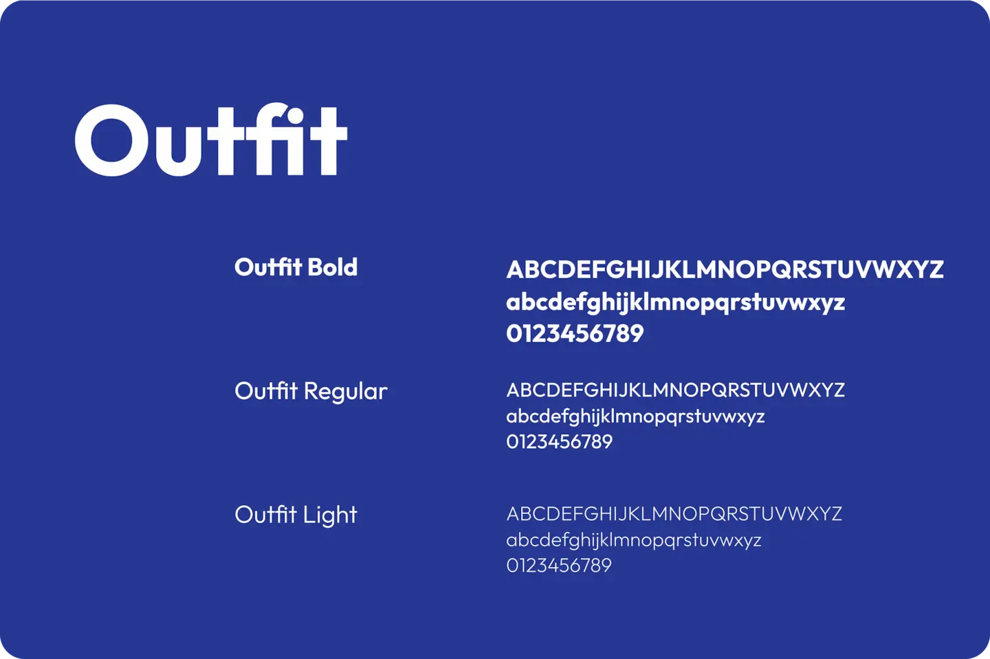 Présentation de la typographie Outfit, utilisé pour l'identité visuelle d’Espace Cession